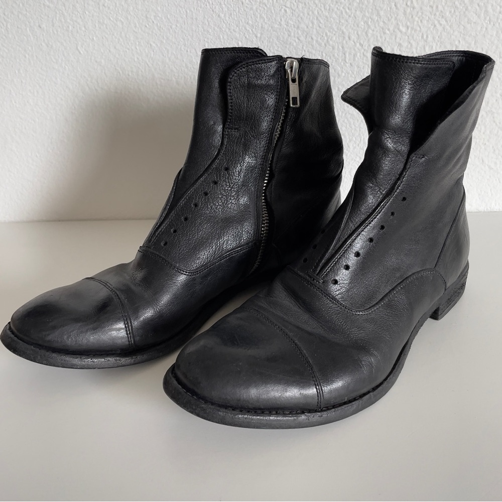 Officine Creative Black Leather Ankle Boots